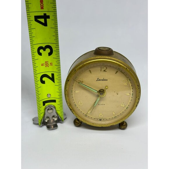 VTG Landau Brass Alarm Clock – Glow-in-the-Dark Hands & Numbers – Not Working - Picture 8 of 8